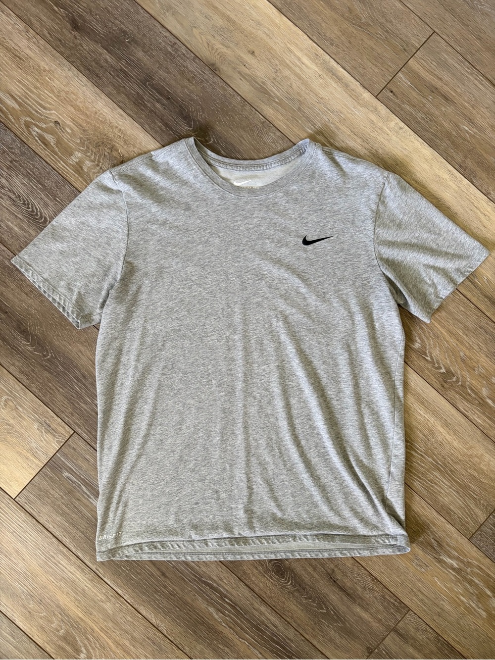 Nike Light Gray Short Sleeve Crew with Black Swoosh